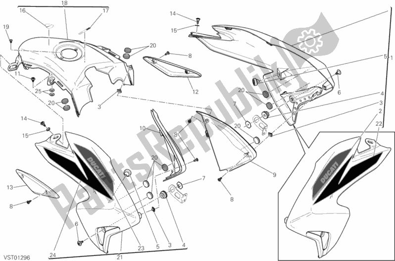 Tutte le parti per il Carenatura del Ducati Hypermotard SP USA 821 2013